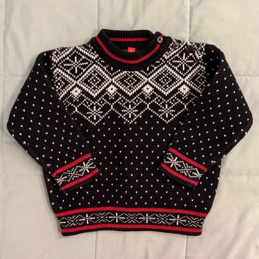 Hanna Andersson Navy and White Kids Sweater with Red Trim